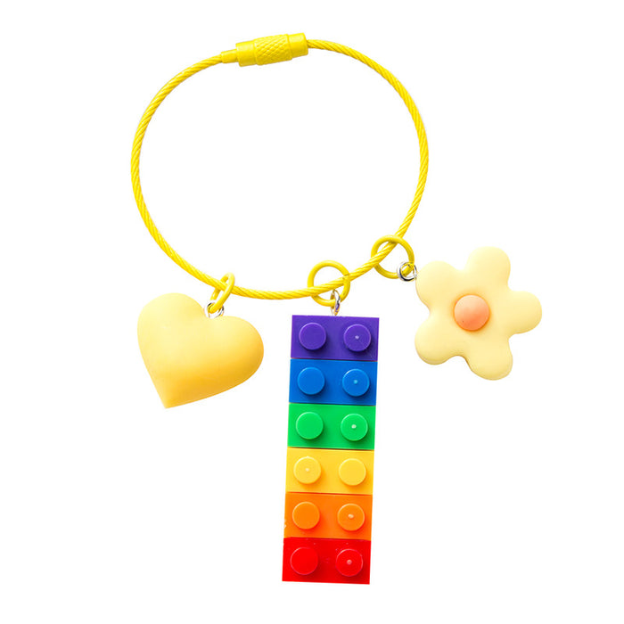 Jewelry WholesaleWholesale Cartoon Love Flowers Plastic Rainbow Building Blocks Keychain JDC-KC-QiaM001 Keychains 恰美 %variant_option1% %variant_option2% %variant_option3%  Factory Price JoyasDeChina Joyas De China