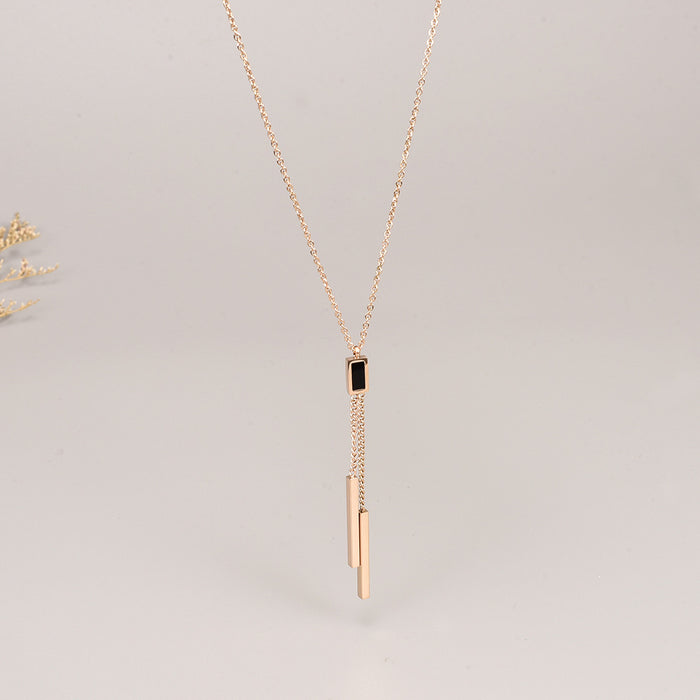 Jewelry WholesaleWholesale Rectangular Tassel Stainless Steel Gold Plated Necklace JDC-NE-YS064 Necklaces 艺昇 %variant_option1% %variant_option2% %variant_option3%  Factory Price JoyasDeChina Joyas De China