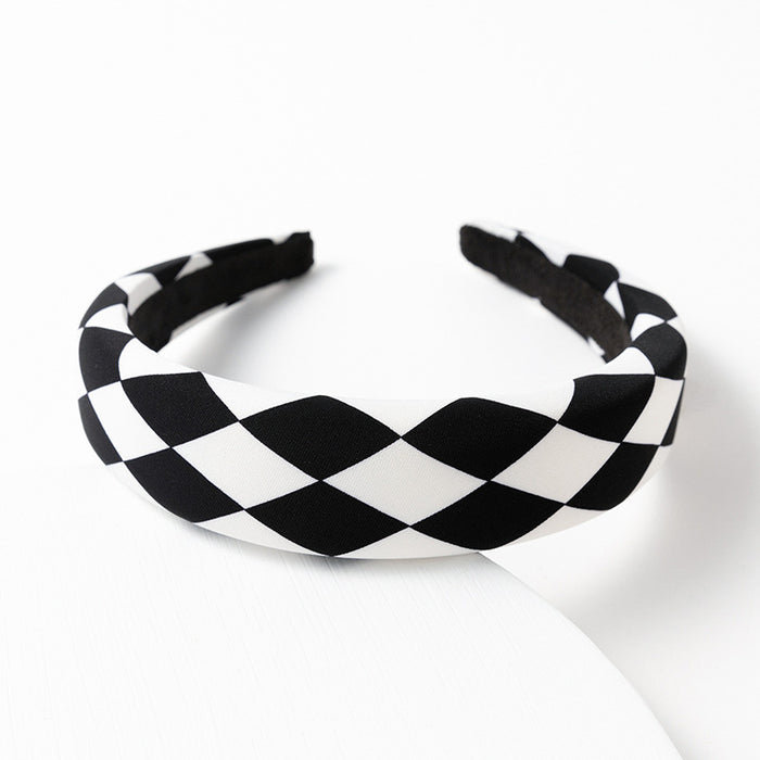 Jewelry WholesaleWholesale wild wide-brimmed fabric checkerboard face wash headband JDC-HD-hemin017 Headband 和鸣 %variant_option1% %variant_option2% %variant_option3%  Factory Price JoyasDeChina Joyas De China