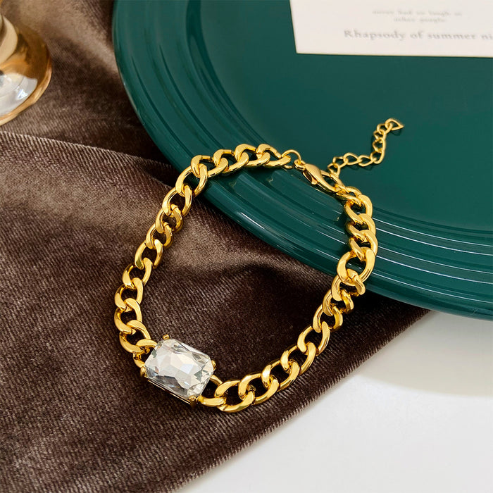 Wholesale Green Square Zircon Alloy Bracelet JDC-BT-D120