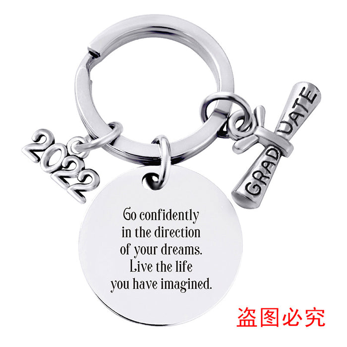 Jewelry WholesaleWholesale Stainless Steel Round Graduation Season Gift Metal Keychain JDC-KC-GangGu001 Keychains 钢古 %variant_option1% %variant_option2% %variant_option3%  Factory Price JoyasDeChina Joyas De China