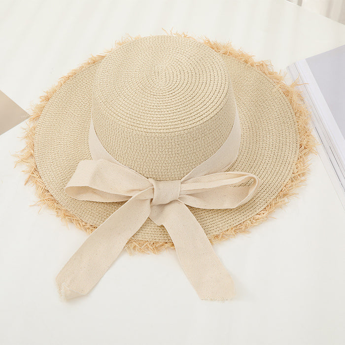 Jewelry WholesaleWholesale Summer Ladies Sunscreen Straw Hat Bow Holiday Beach Hat JDC-FH-GuoD003 Fashionhat 国冬 %variant_option1% %variant_option2% %variant_option3%  Factory Price JoyasDeChina Joyas De China