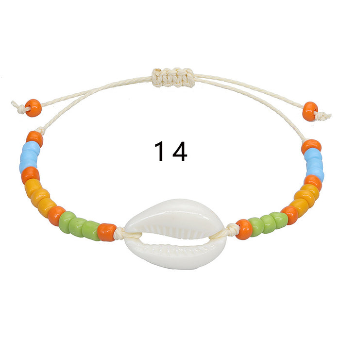 Jewelry WholesaleWholesale acrylic shell colored rice beads hand-woven bohemian anklets JDC-AS-Yiye001 Anklets 益烨 %variant_option1% %variant_option2% %variant_option3%  Factory Price JoyasDeChina Joyas De China