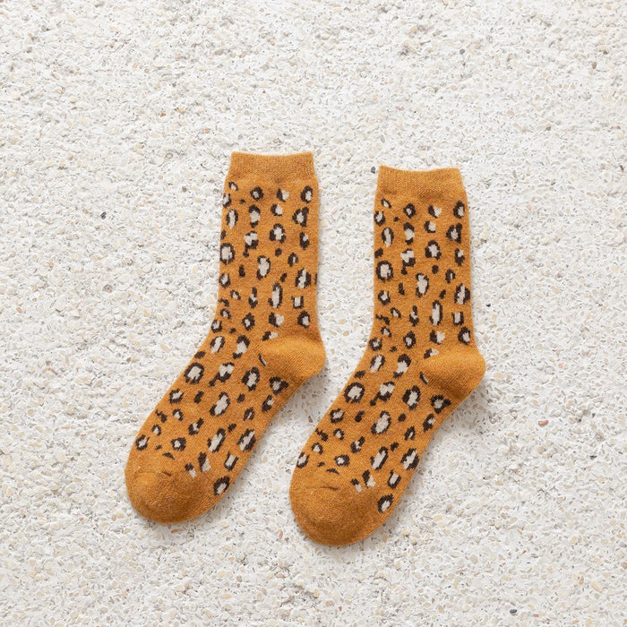 Wholesale Socks Wool Mid Tube Warm Thick Leopard Print JDC-SK-ChangShen002