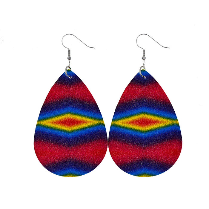 Wholesale Tie Dye Mandala Flower Leather Earrings JDC-ES-dih007