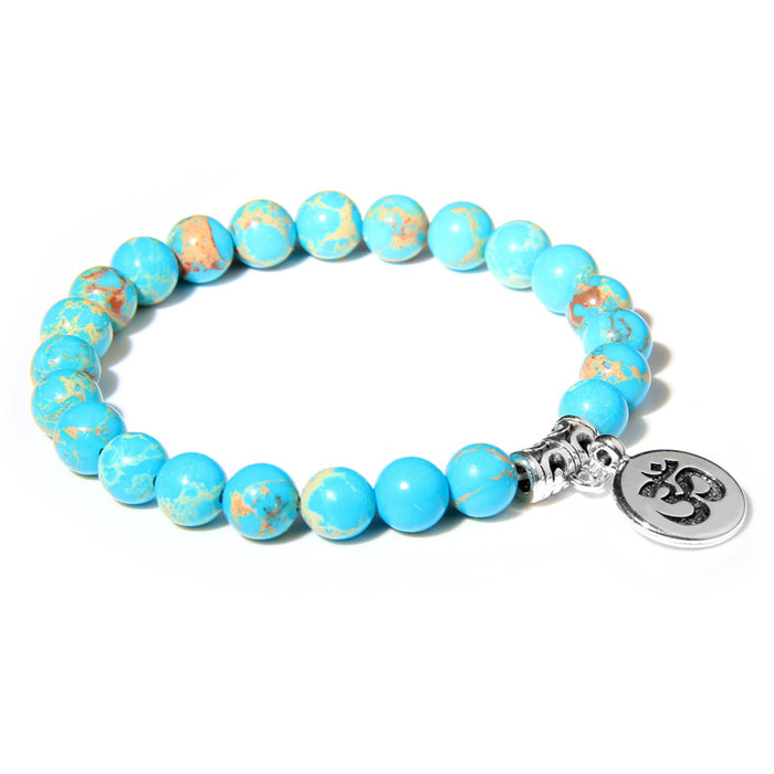 Wholesale Natural Stone Buddha Beads Hand Pink Zebra Stone Lotus Charm Bracelet JDC-BT-liehuo008