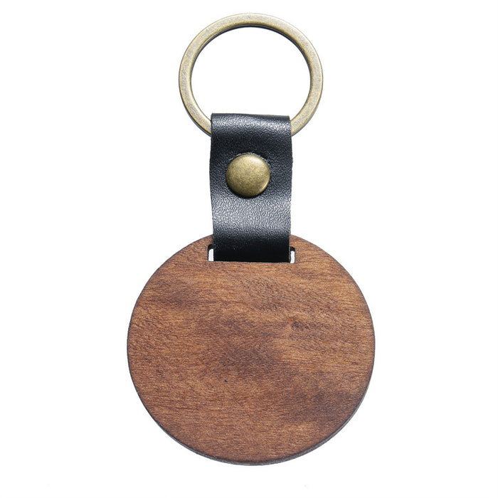 Wholesale Wooden DIY custom keychain Metal Leather Keyring JDC-KC-HeYu003