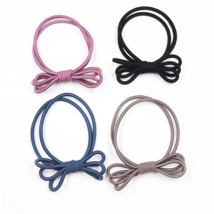 Wholesale Simple 6 Colors 2 in 1 Knotted Girls Rubber Bands JDC-HS-Junm003