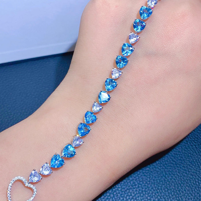 Wholesale copper bracelet light luxury aquamarine high carbon diamond JDC-BT-ZhenR004