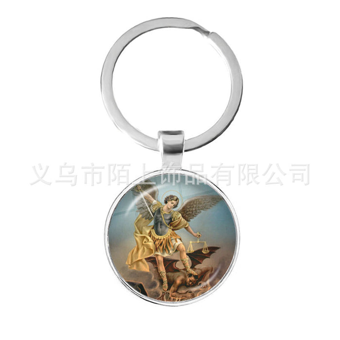 Wholesale St.Michael Russian Orthodox Time Gemstone Zinc Alloy Keychain JDC-KC-MoS001