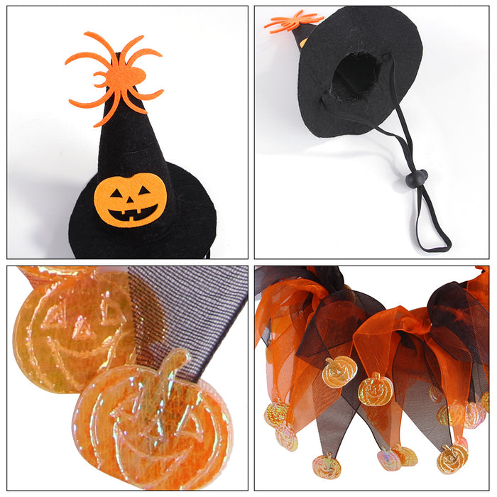 Wholesale Pet Decorations Cloth Felt Gauze Hat Scarf Set Halloween MOQ≥2 JDC-PD-Miaodi009