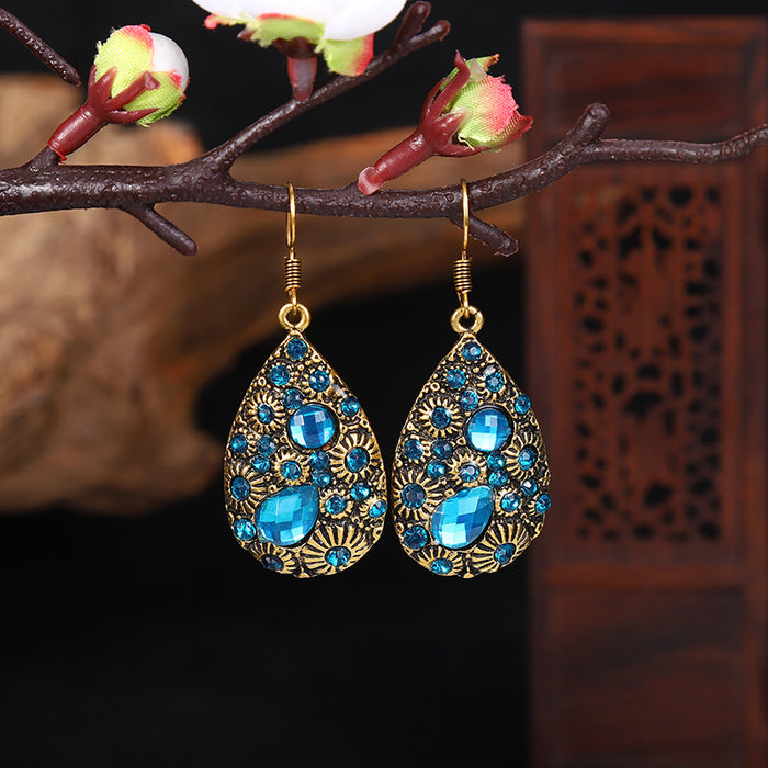 Jewelry WholesaleWholesale water drop gemstones set with diamonds ethnic wind earrings JDC-ES-daiq024 Earrings 黛茜 %variant_option1% %variant_option2% %variant_option3%  Factory Price JoyasDeChina Joyas De China