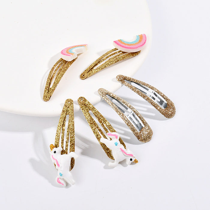 Wholesale Hair Clips Metal PVC Cute Rainbow Unicorn (M) JDC-HC-BF002