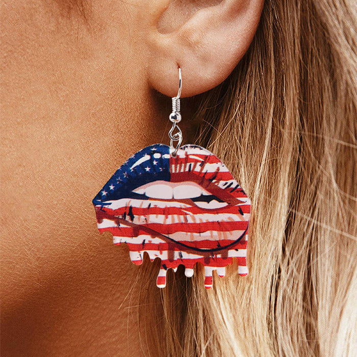 Wholesale Earrings Metal Lips Print Leather Earrings JDC-ES-Saip068