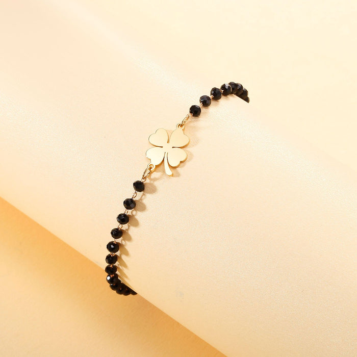 Jewelry WholesaleWholesale stainless steel bracelet lucky clover Black Crystal Bracelet JDC-BT-PengJ003 Bracelet 鹏锦 %variant_option1% %variant_option2% %variant_option3%  Factory Price JoyasDeChina Joyas De China