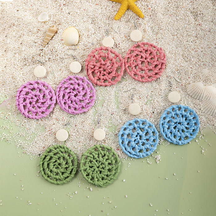 Wholesale seaside resort rattan earrings  MOQ≥3 JDC-ES-XLH011