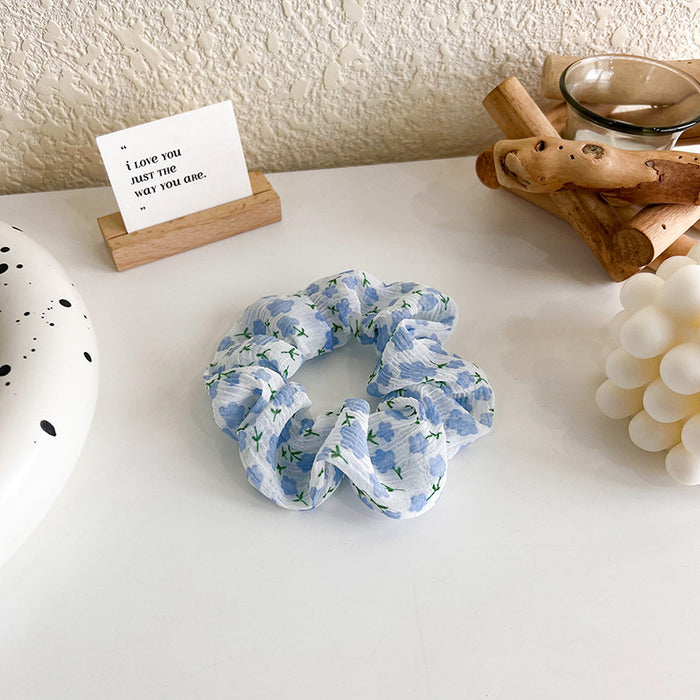 Wholesale refreshing blue and white polka dot flower hair ring JDC-HS-MS017