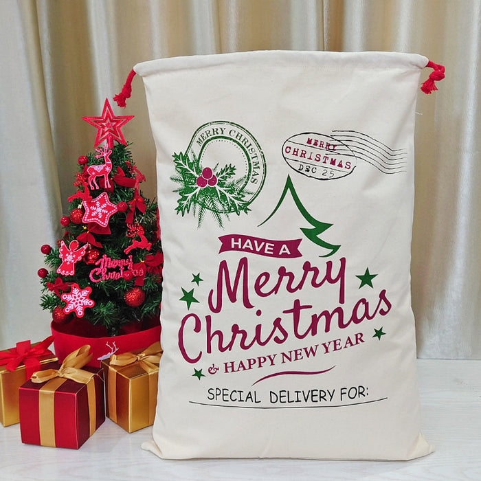 Wholesale Gift Bag Christmas Canvas Gift Bag Double Drawstring Gift Bundle Pocket MOQ≥5 JDC-GB-HaiK001