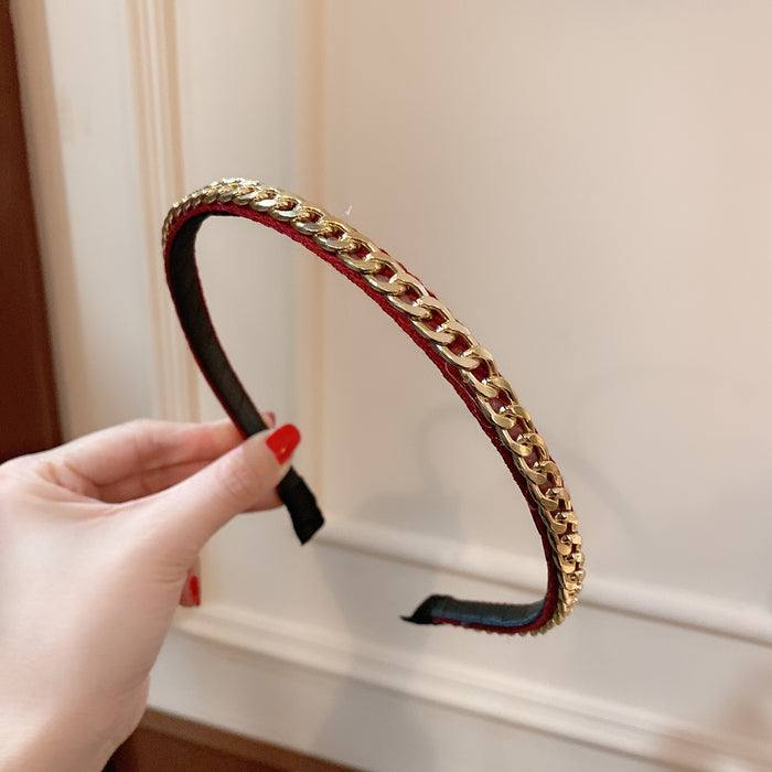 Wholesale pressed hair thin headband hair accessories metal chain JDC-HD-HuiY018