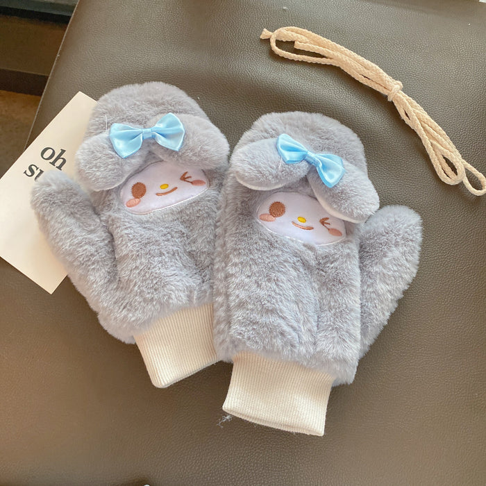 Wholesale Gloves Polyester Plus Velvet Cute Cartoon Bow Bunny MOQ≥2 JDC-GS-JingZ007