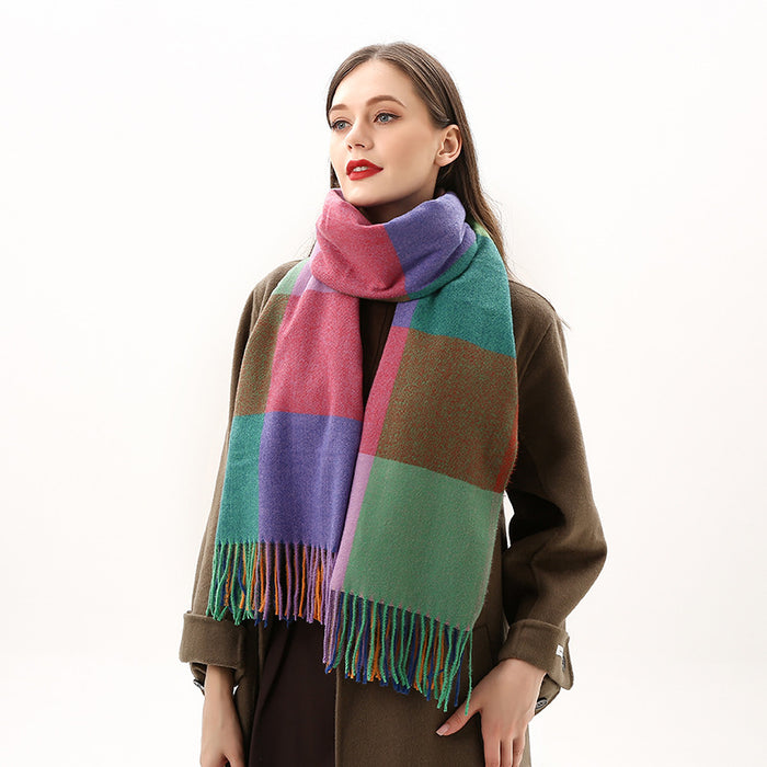 Wholesale Scarf Imitation Cashmere Plaid Thickened Warm Long Scarf JDC-SF-Randai001