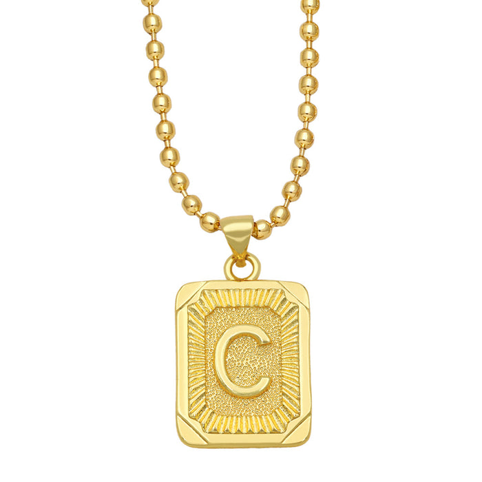 Wholesale Fashion Versatile 26 English Alphabet Necklaces Plated 18K Gold Square Letters JDC-NE-AS586