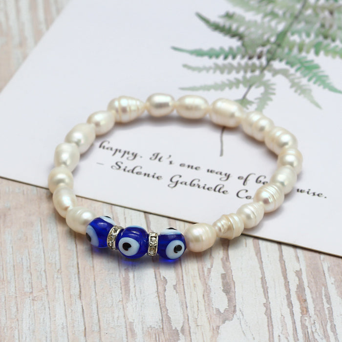 Wholesale Freshwater Pearl Blue Eye Bracelet MOQ≥2 JDC-BT-BaiDing005