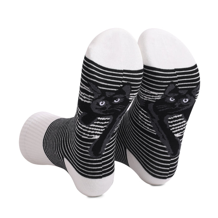 Wholesale Socks Cotton Black and White Striped Cat JDC-SK-DFF003