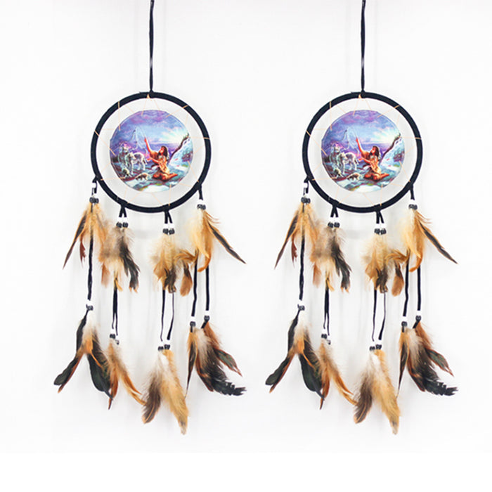 Jewelry WholesaleWholesale Indian Original Oil Painting Iron Ring Feather Dreamcatcher MOQ≥2 JDC-DC-BGN002 Dreamcatcher 布谷鸟 %variant_option1% %variant_option2% %variant_option3%  Factory Price JoyasDeChina Joyas De China