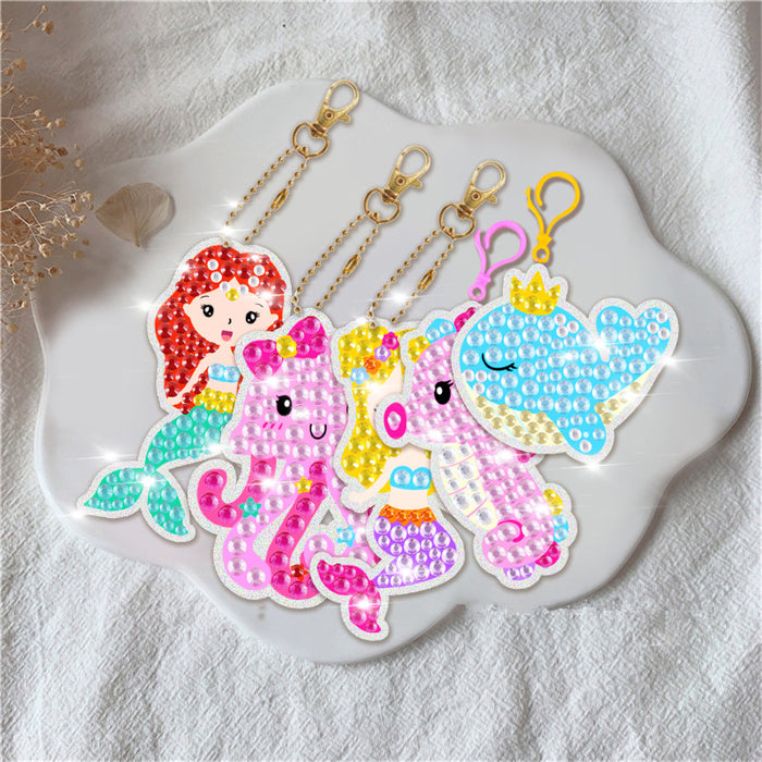 Wholesale DIY Diamond Drawing Mermaid Acrylic Keychain MOQ≥2 JDC-KC-XNa006