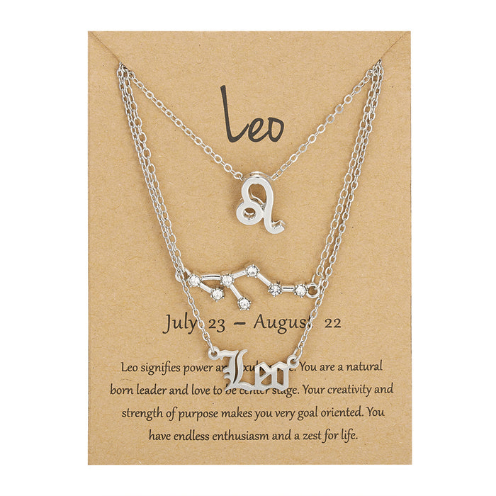 Jewelry WholesaleWholesale zodiac sign paper card necklace three-pack JDC-NE-YinH021 Necklaces 颖皓 %variant_option1% %variant_option2% %variant_option3%  Factory Price JoyasDeChina Joyas De China