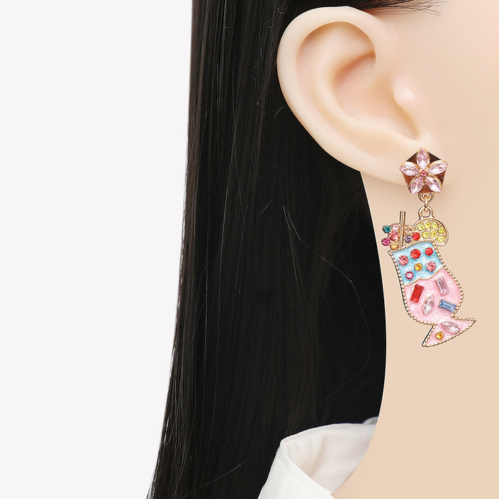 Wholesale Earrings Alloy Diamonds Simulation Fruit Lemon Tea JDC-ES-JJ334