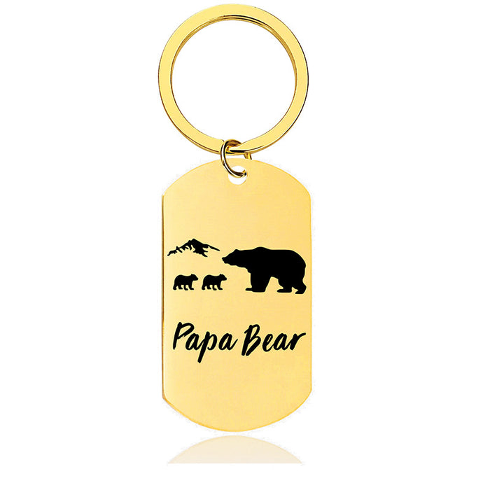 Wholesale Metal Keychain Bear Father's Day Gift Lettering Keychain MOQ≥2 JDC-KC-GangGu044