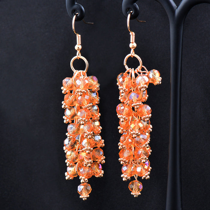 Wholesale Earrings Copper Gold Plated Rhinestones Beaded Tassel MOQ≥2 JDC-ES-KMeng001