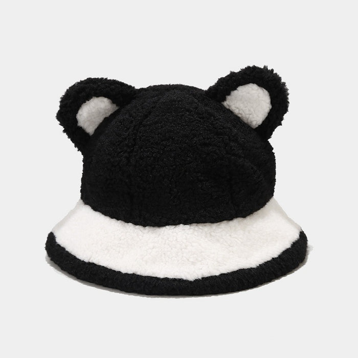 Wholesale Hat Polyester Cute Bear Ears Plush Bucket Hat MOQ≥2 JDC-FH-LvYi044