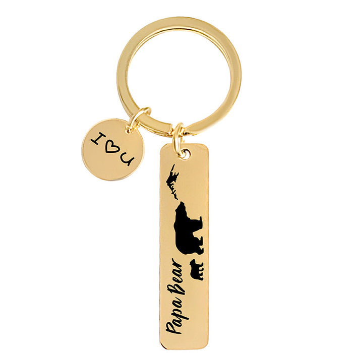 Wholesale metal keychain pendant bear father's day holiday gift metal keychain lettering MOQ≥2  JDC-KC-GangGu042