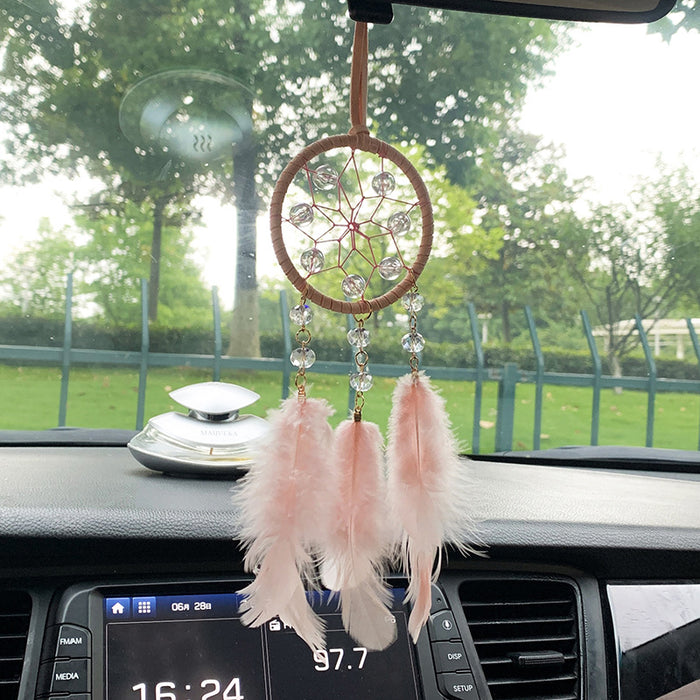 Jewelry WholesaleWholesale Pink Feather Dreamcatcher JDC-DC-MGu011 Dreamcatcher 梦罟 %variant_option1% %variant_option2% %variant_option3%  Factory Price JoyasDeChina Joyas De China