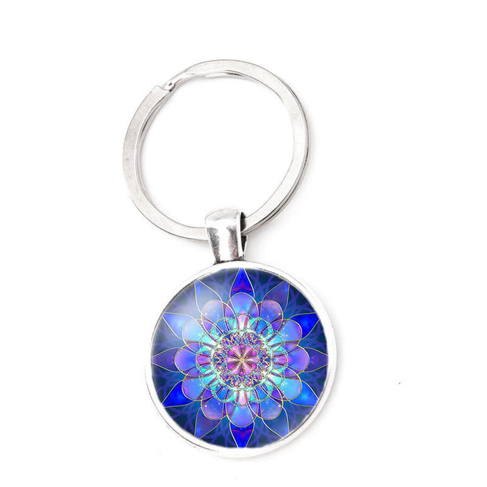 Wholesale Keychains Alloy Indian Religion Mandala Flower Time Gem MOQ≥2 JDC-KC-XinT003