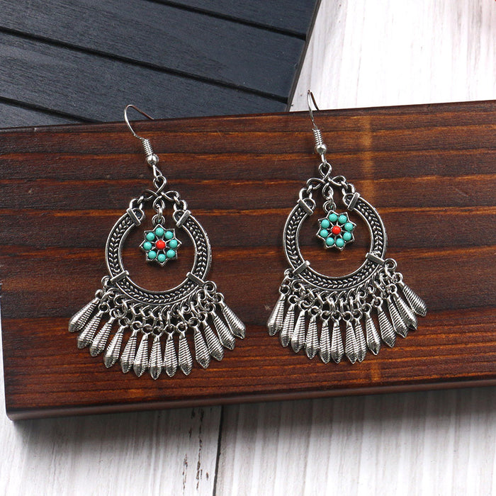 Wholesale Earrings Alloy Bohemian Oval Flowers JDC-ES-momo012