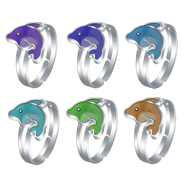 Wholesale Zinc Alloy Enamel Cartoon Turtle Animal Thermochromic Ring JDC-RS-LanA002