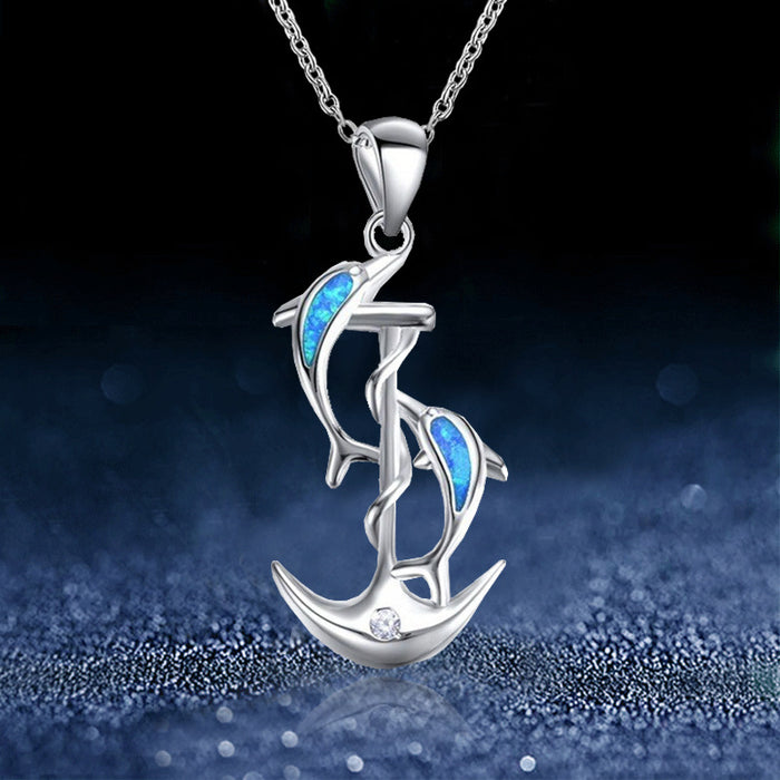 Jewelry WholesaleWholesale 2 Dolphin Pendant Short Necklace JDC-NE-XunO008 necklaces 循欧 %variant_option1% %variant_option2% %variant_option3%  Factory Price JoyasDeChina Joyas De China