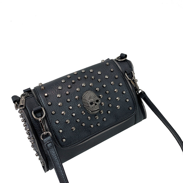 Wholesale Shoulder Bag PU Skull Rivet Pillow Bag Diagonal Cross MOQ≥3 JDC-SD-Shangj002