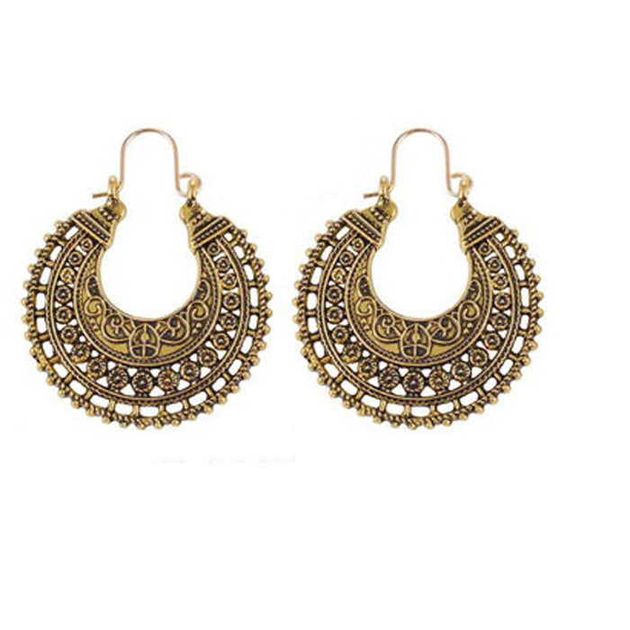 Wholesale hollow pattern ethnic style personality mandala flower earrings JDC-ES-Tjie001