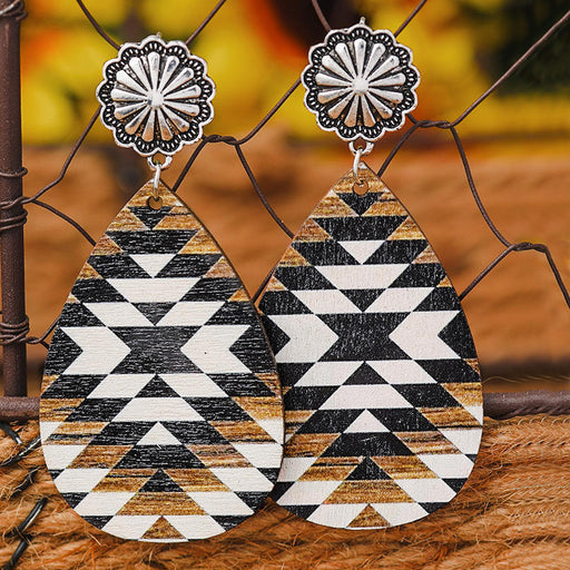 Jewelry WholesaleWholesale aztec wood wood earrings vintage metal MOQ≥2 JDC-ES-Miaos001 Earrings 妙赛 %variant_option1% %variant_option2% %variant_option3%  Factory Price JoyasDeChina Joyas De China