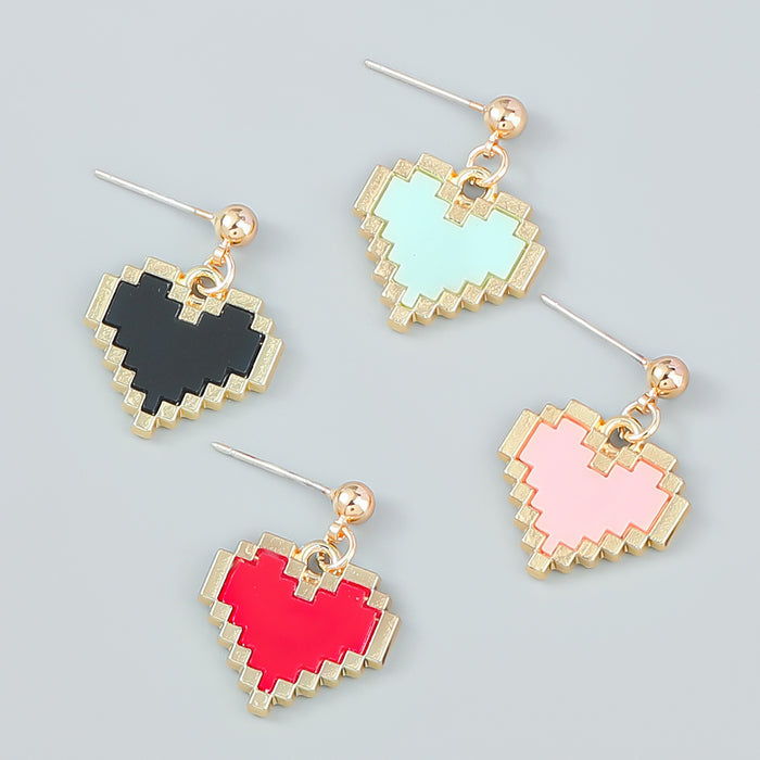 Wholesale plastic pixel style love earrings girl heart MOQ≥2 JDC-ES-jiul004