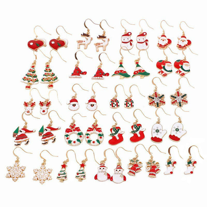 Wholesale Earrings Alloy Enamel Christmas Bell Snowflake Old Man JDC-ES-LongX003