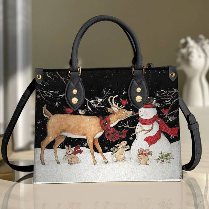 Wholesale Handbag PU Christmas Cute Cartoon Printing Large Capacity JDC-HB-Xinp001