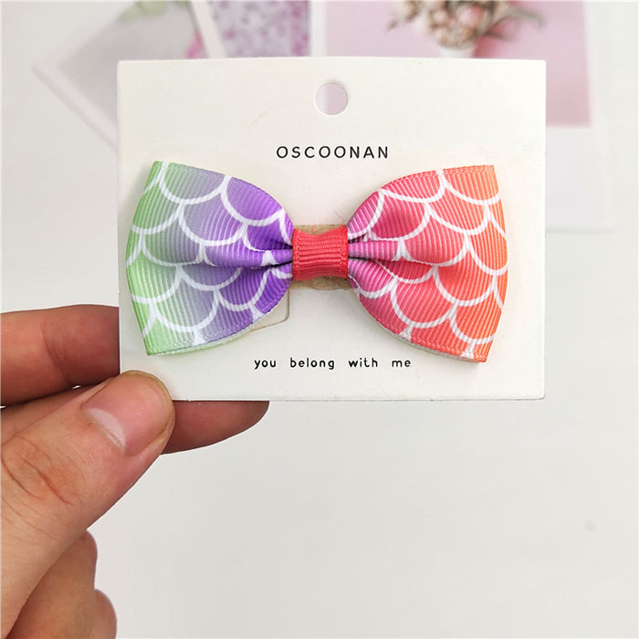 Wholesale pure fish scales multicolor girl bow hair tie hair clip JDC-HC-Junm006