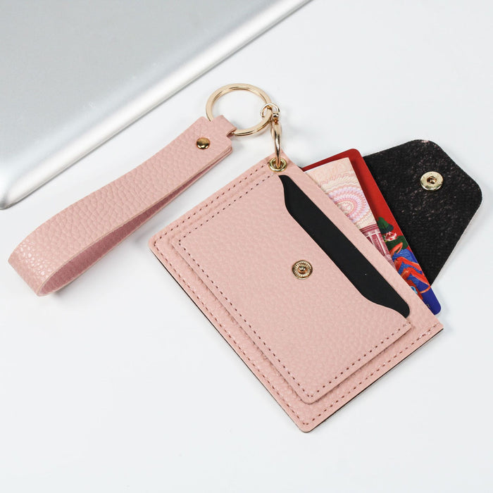 Wholesale PU Leather Candy Color Litchi Pattern Wallet Keychain MOQ≥3 JDC-KC-XXZN002