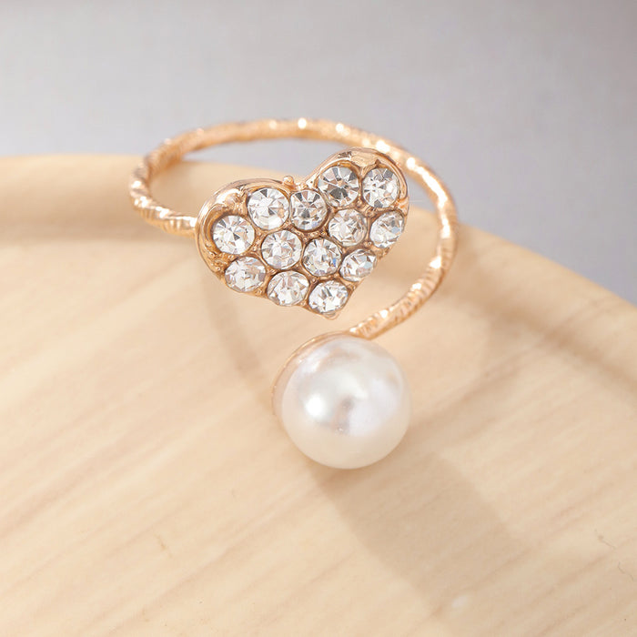 Wholesale Rings Metal Rhinestone Imitation Pearl Adjustable JDC-RS-NZ026